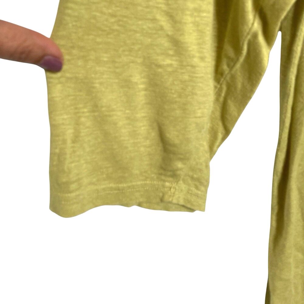 Cut Loose Womens Large Top Linen Green 3/4 Sleeve Boat Neck Blouse Asymmetrical - Picture 5 of 11